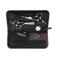 Kit de coupe de cheveux de barbier couleur argent ciseaux amincissants cisailles Kit de rasoir de coiffure en acier inoxydable allemand