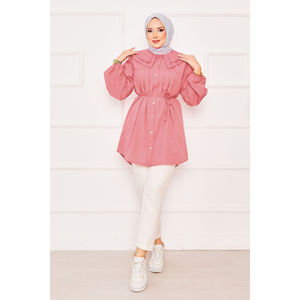 เสื้อฮิญาบสำหรับเด็กทารกสีชมพูเสื้อแบบผูกเอวเชือกสองชั้น - Product Image 4