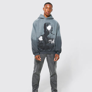 Sudaderas con capucha de algodón 100% de alta calidad personalizadas para hombres, logotipo bordado, estilo callejero informal, lavado con ácido, patrón sólido para invierno - Product Image 3