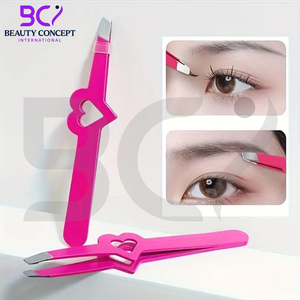 Pince à épiler en acier inoxydable à pointe inclinée, couleur rose, lavable, classique, pour l'épilation des sourcils et des poils du visage, outil de maquillage durable pour hommes et femmes - Product Image 6