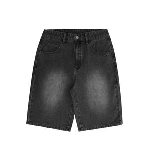 Custom <b>Men's</b> Summer Oversize Cotton 3D Denim Jorts Vintage Wash Distressed Embroidery Mid Waist Baggy Style <b>Knee</b>-<b>Length</b> <b>Shorts</b> - Product Image 5