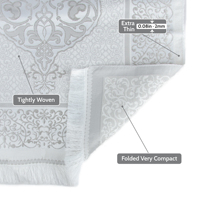 Coffret Cadeau Islamique Homme Gris : Livre Yasin, Tasbih, Tapis de Prière, Chapeau et Pochette en 4 Couleurs Damat Bohçası
