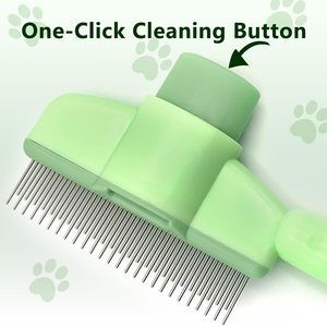 Peigne auto-nettoyant 2 en 1 pour chat et chien, dents en acier inoxydable, bouton de libération facile, élimination sécurisée des poils d'animaux, toilettage, démêlage - Product Image 5