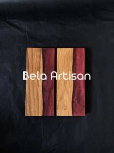 Cuchillo de Cocina Hecho a Mano con Mango de Madera y Resina, Resina Epoxi y Escala de Madera - Product Image 4