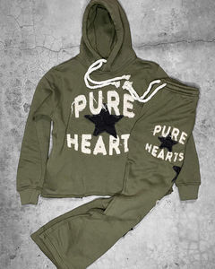 ชุดวอร์ม2ชิ้นสำหรับผู้ชายโอเวอร์ไซส์มีฮู้ดผ้าคอตตอนผ้าฟลีซและกางเกงวอร์มพิมพ์ลายมีปกแบบกำหนดเอง - Product Image 6