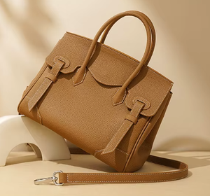 กระเป๋าถือโท้ทหนังวัวแท้หรูหรา2025สำหรับผู้หญิงความจุมากเม็ดลิ้นจี่มีซิปซับในโพลีเอสเตอร์เครื่องประดับแฟชั่น - Product Image 1