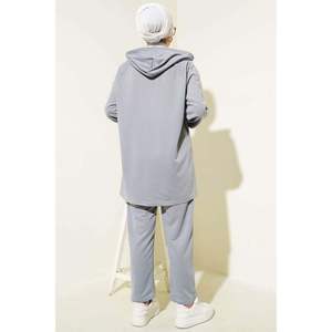 ชุด2ชิ้นมีซิปกระเป๋าจิงโจ้สีเทาของผู้หญิง - Product Image 4