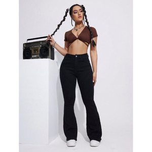 Pantalones Vaqueros Acampanados Estilo Retro Vintage, Color Negro, Corte Bootcut, Moda Urbana, Tallas 26 a 40, Transpirables y Ecológicos - Product Image 6