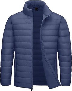 Wholesale Mens Hooded <b>Padded</b> Winter Jacket Windproof Puffer Coat with Zipper and Front Logo - Product Image 1
