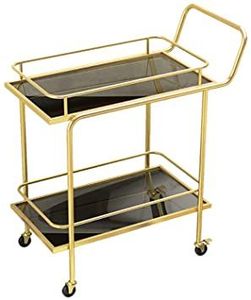 Chariot de service de luxe en acier noir finition dorée à 2 niveaux – Collection de qualité écologique - Product Image 3
