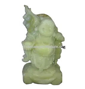 Mão personalizada Esculpida Permanente Feliz Buda estátua ônix verde ônix estátua buda ônix esculpida estátuas ônix