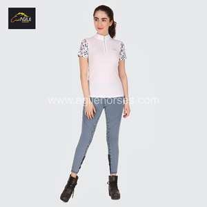 Vêtements équestres de qualité supérieure vêtements de sport chemise couche de base haut à manches courtes personnalisé en gros chemise d'équitation extensible dans les quatre sens - Product Image 6