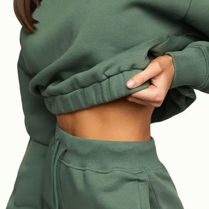 Jersey de entrenamiento personalizado para mujer, Sudadera con capucha, hombro caído, transpirable, cintura elástica, Tops sexis cortos, conjunto de estilo informal - Product Image 2