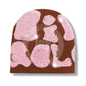 Precio barato Temporada de invierno Lana Liso Jacquard Sombreros Unisex Cálido Punto Rhinestone Gorros Venta caliente Gorros - Product Image 1