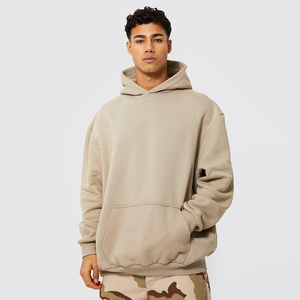 Solid Color Full Sleeves Men Premium High Quality Wholesale <b>Light</b> Weight Men Pullover Oversized Hoodie - Product Image 2