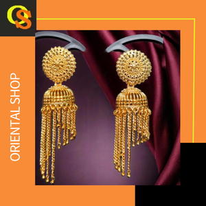 ชุดต่างหูที่ออกแบบตามแฟชั่นพร้อม22CT ต่างหูชุบทองแบบ Jhumka สำหรับผู้หญิงที่สวมใส่โดยผู้ส่งออก - Product Image 2