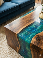 Table console moderne en bois d'acacia et résine époxy, taille et design personnalisables, décoration de la maison pour Diwali, table de bureau