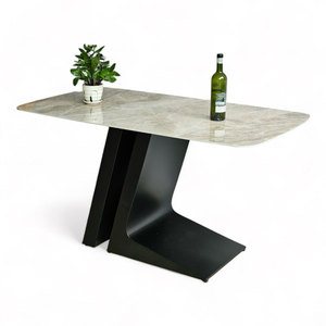 Juego de Mesa de Comedor Rectangular Moderno de 140x80cm con Cubierta de Cerámica de Alta Calidad y Patas de Hierro, Ensamblado y Extensible BA68193 - Product Image 1