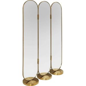 Elegant Marble Base Oval <b>Mirror</b> Divider Modern <b>Gold</b> <b>Framed</b> Privacy Screen for Home and Office Partition Decorative Divider - Product Image 2
