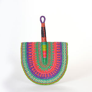 Éventail pratique en fibre de jonc de mer tressé, éventails à main en herbe de mer naturelle de la meilleure qualité avec poignée recouverte - Product Image 4