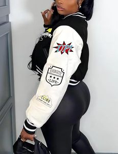 2024 gros Letterman Baseball veste personnalisé dames blouson aviateur mode chaud hiver patchwork varsity jersey veste femmes - Product Image 6