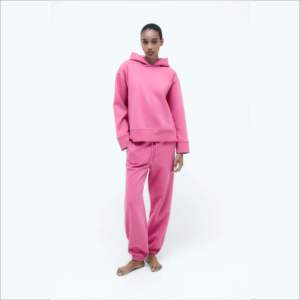 <b>Women</b> Hooded Casual Drop Shoulder 2-Piece <b>Jogger</b> Tracksuits Custom Ladies Sports <b>Fleece</b> Patch Applique Embroidery Sweatsuits - Product Image 5