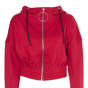 55% Cotton 45% Spandex Drop Shoulder Style Oversized <b>Cropped</b> Fit Willow Women Classic Capital Full Zip Cotton Korean Crop Hoodie - Product Image 1