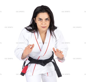 Kimono jiu jitsu brésilien blanc pour femmes, sans logo de marque ou design personnalisé noir bjj gi avec options personnalisées pour les clients - Product Image 5