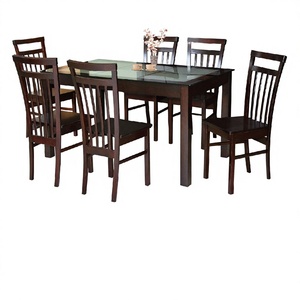 Stock prêt de chaises de table à manger JPS 200053 meubles de salon modernes en bois de caoutchouc massif et en verre trempé à haute durabilité - Product Image 1