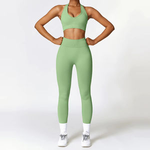 Vêtements de sport en gros, ensembles de fitness de haute qualité pour femmes, ensembles de yoga élégants à manches longues, soutien-gorge de sport actif, leggings d'entraînement - Product Image 4