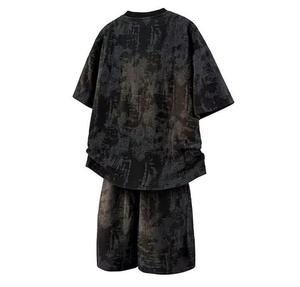 Hot Selling New Men's Thick Cotton Summer Loose Shirt Crew Neck <b>Pickled</b> Half Sleeve for Men's - Product Image 1