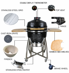 KIMSTONE - Parrilla Kamado de Cerámica Negra XL de 22 Pulgadas, Asadores para Ahumar y Cocinar al Aire Libre - Product Image 4