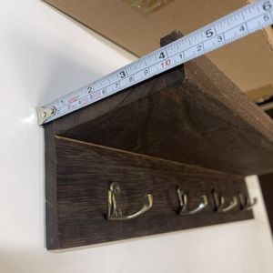 Mensole sospese a parete in legno in 2 pezzi con gancio per chiave per la conservazione a parete e portachiavi - Product Image 5