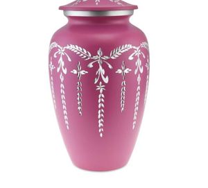 Urne de crémation en aluminium avec guirlande gravée pour cendres Urne de crémation pour adultes la plus vendue - Product Image 1