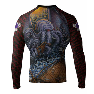 Camisas de compresión de fitness diseñadas 2025 para hombres Impresión de sublimación personalizada MMA BJJ GI Rash Guard OEM/ODM aceptado para adultos - Product Image 2