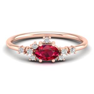 REYES Wholesale Price 14K Yellow Gold Oval Cut 0.5 Carat Ruby Gemstone Engagement Rings For Women VVS <b>Moissanite</b> Fine <b>Jewelry</b> - Product Image 6