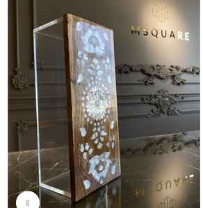 Modern Regal Acrylic Decorative <b>Box</b> with Hand Inlaid Mother of Pearl <b>Wooden</b> <b>Lid</b> for Eid Chocolates Wedding Favors Festive Events - Product Image 2