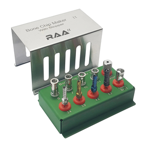 Kit de fabrication de copeaux osseux pour implants dentaires R.A.A. INTERNATIONAL II, kit de collecteur d'os avec bouchon, modèle 10 pièces RAA-141, garantie 3 ans, en métal - Product Image 1
