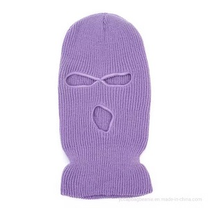 Vente en gros cagoule masque de ski 3 trous intégral tricoté chapeau d'hiver cagoule personnalisée skimask pour hommes femmes - Product Image 3