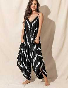 ชุดจั๊มสูทแขนกุดคอวีแขนกุดมัดย้อมสำหรับผู้หญิงชุดไปคลับเซ็กซี่ชุดยาวถึงพื้นจั๊มสูทชิ้นเดียว - Product Image 4