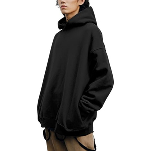 Sweat-shirt à capuche surdimensionné pour homme, 100% coton, tissu éponge français, couleur unie, manches régulières, automne-hiver - Product Image 1