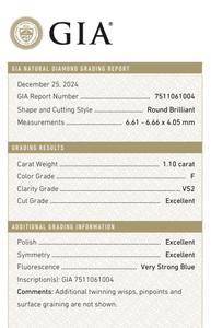 B2B D'VINS JEWELS GIA Certified 1,10 CT Diamante blanco suelto Natural redondo D Color FL FLOW Pureza EX Cut Pulido - Product Image 3