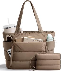 Sac fourre-tout matelassé en nylon écologique en gros, léger, pour la salle de sport, les courses, la plage, logo personnalisé, couleur, sac fourre-tout matelassé - Product Image 1