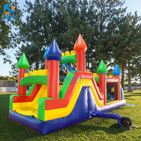 Parcours d'obstacles gonflable géant interactif en PVC pour adultes, jeu de défi avec toboggan sec et obstacles