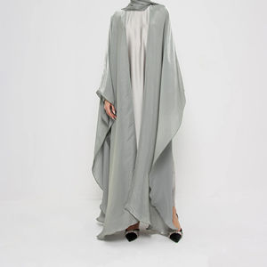Abaya de lino súper sedoso para mujer, vestido musulmán bordado de manga larga, abierto, antiarrugas, transpirable, elegante, turco, hecho a medida - Product Image 2