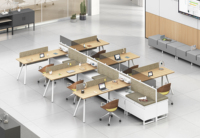 Système de bancs modulaires OMNI pour aménagement de bureaux modernes avec colonne de support partagée, bancs et bureaux multifonctionnels extensibles en fer
