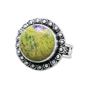 Grossiste Vente en vrac Bagues de créateur en argent sterling massif 925 naturelles rondes et brillantes Atlantasite pierres précieuses Bijoux fins - Product Image 1