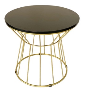 Modern Round Oak <b>Coffee</b> <b>Table</b> with Bronze-Iron Frame 60x60x55cm Decorative & Durable Storage Option Set TT68100 - Product Image 1