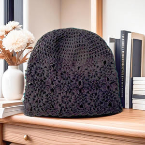 Customizable Retro Literary Pattern Satin <b>Bonnet</b> Hand-Knitted Spring Summer Bucket Hat Thin Cut Cotton Thread Casual Scene - Product Image 3