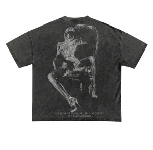 เสื้อยืดแขนสั้นสำหรับผู้ชายผ้าฝ้าย100 230กรัมทรงหลวมโอเวอร์ไซส์ - Product Image 4